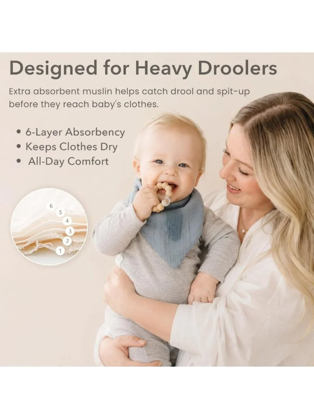 10 Pack Baby Muslin Bandana Bibs | Soft 100% Cotton, Absorbent & Adjustable for